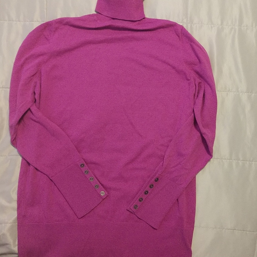 Hot pink cotton turtleneck sweater